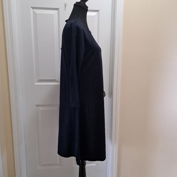 New! Rachel Roy Knit Dress Black Blue Animal Print Womens Medium 3/4 Sleeve - Picture 3 of 10